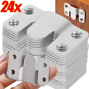 Stainless Steel Interlock Buckle Heavy Duty Photo Frame Hook Wall Mounted Flush Mount Brackets Furniture Connector