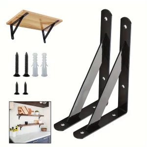 2pcs Decorative Shelf Wall Mounted Floating Shelf Bracket Rustic Iron Metal Corner Triangle Shelf Brackets 90 Degree