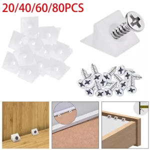 20/40/60/80pcs Drawer Wedges With Screws For Bottom Plastic Repair Cabinets Bookshelves Angle Code Bracket Fastener