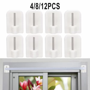 4/8/12pcs Curtain Hooks Self-adhesive Hooks Household Universal Hooks Small Brackets Small Curtain Rod Brackets Home Viscose Hook