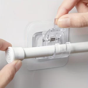 Self Adhesive Curtain Rod Holder Adjustable Rod Bracket Curtain Hook No Drill and Nail Rods Hanger Wall Mount Hooks