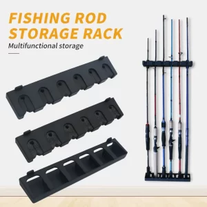 1Pcs Fishing Rod Storage Rack 6 Holes Wall-mounted Fishing Pole Bracket Vertical & Horizontal Display Fixed Frame
