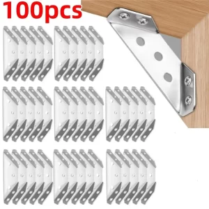 10/20/40/60/100pcs Stainless Steel Angle Bracket Universal Furniture Right Angle Fixed Bracket Cabinet Trapezoidal Layer Board Connector