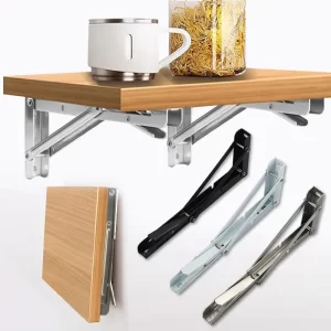 8inch 2pcs Heavy Duty Folding Shelf Brackets Triangle Straight Bracket Wall Mounted Bench Table With Screws