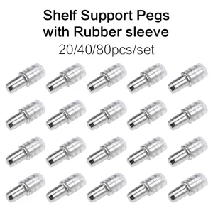 20/40/80pcs Shelf Bracket Pegs with Rubber Sleeves 5x16mm(0.2X0.63inch) Shelf Holder Support Pins for Cabinet Bookshelf