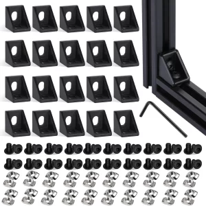 20pcs Corner Bracket T Nuts and Hex Screw Bolt for Slot 6mm 2020 Series Aluminum Extrusion Profile Accessories