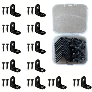 6pcs Black L-shaped Right Angle Support Accessories With Screws Heavy duty Connection Angle Connector Wardrobe Fixed