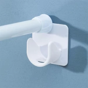 2pcs Multifunctional Curtain Rod Hooks Shower Curtain Adjustable Self-Adhesive Hooks No Hole Punching Rod Fixing Bracket
